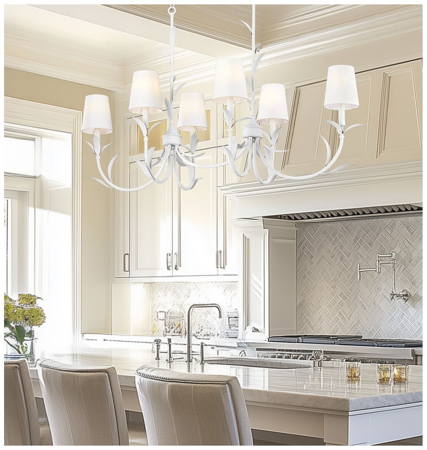 Image 3 Aslin by Z-Lite 44 inch Textured White 6 Light Linear Chandelier more views