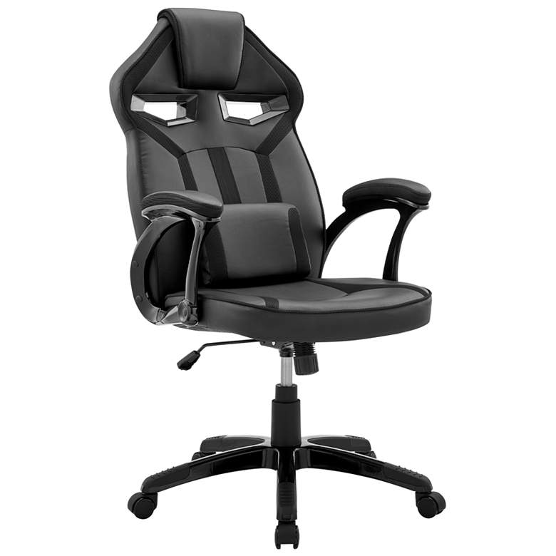 Image 1 Aspect Adjustable Racing Gaming Chair in Black Faux Leather, Black Mesh