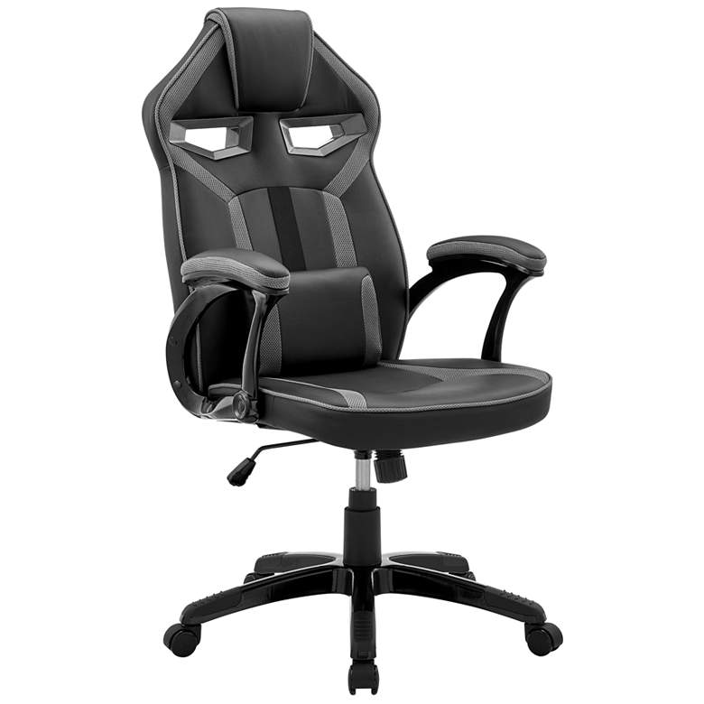 Image 1 Aspect Adjustable Racing Gaming Chair in Black Faux Leather, Dark Grey Mesh