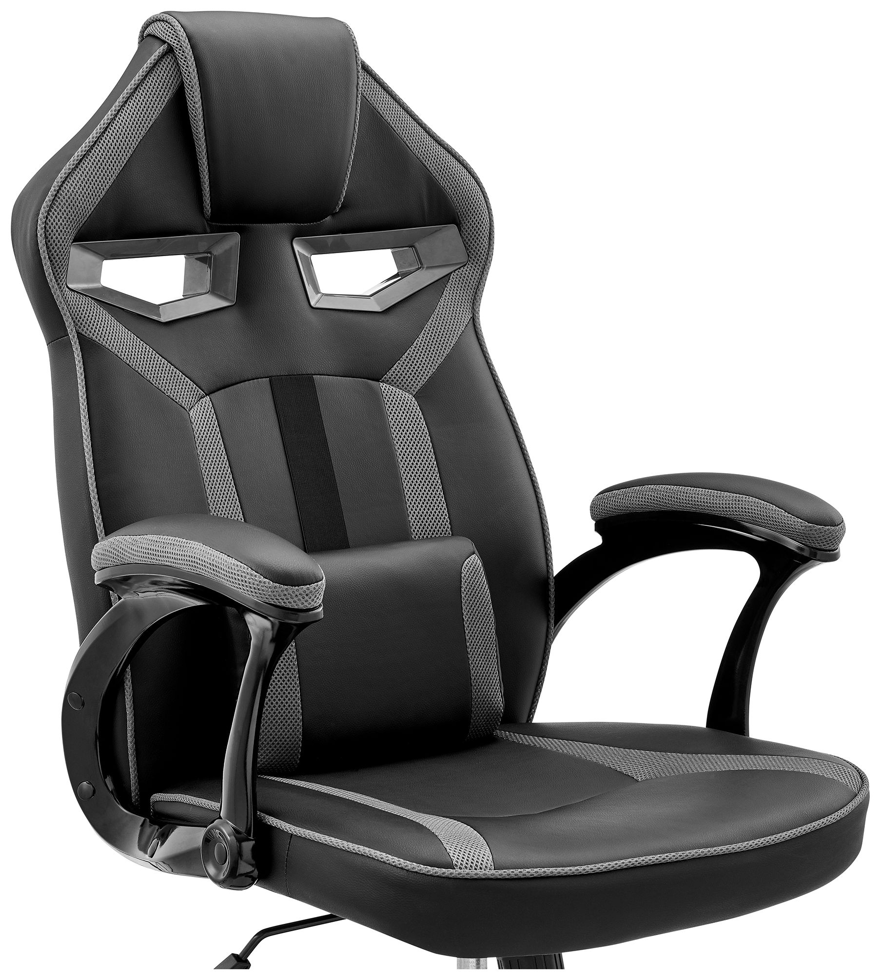 Image 7 Aspect Adjustable Racing Gaming Chair in Black Faux Leather, Dark Grey Mesh more views