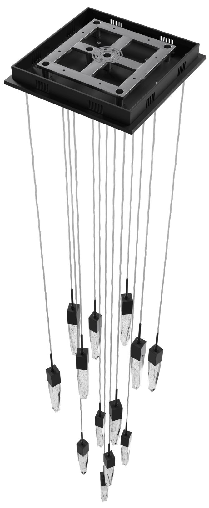 Image 3 Aspen 13-Light 20"W Chandelier in Black/Bubbled Crystals more views