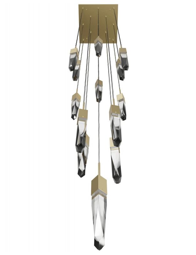 Image 2 Aspen 13-Light 20"W Chandelier in Brushed Brass/Clear Crystals more views