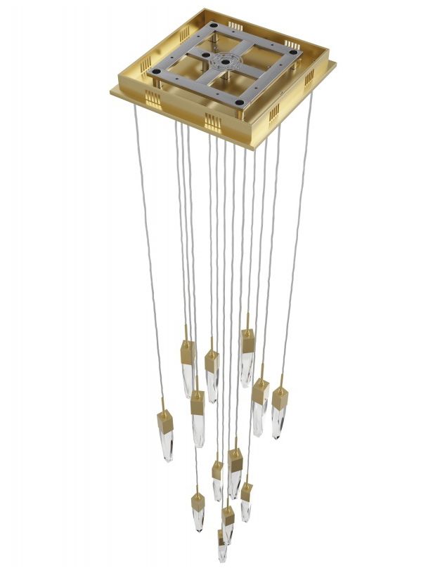 Image 3 Aspen 13-Light 20"W Chandelier in Brushed Brass/Clear Crystals more views