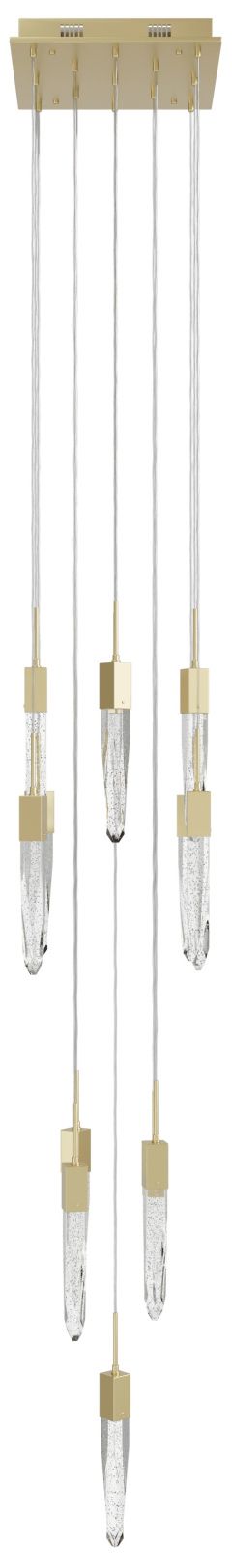 Aspen 13-Light 20"W LED Chandelier Brushed Brass/Bubbled Crystals