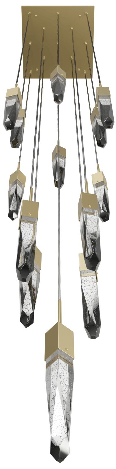 Image 2 Aspen 13-Light 20"W LED Chandelier Brushed Brass/Bubbled Crystals more views