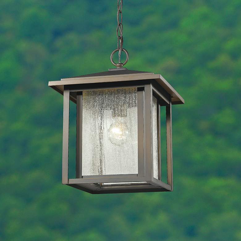 Image 1 Aspen 14 1/4" High Oil-Rubbed Bronze Outdoor Hanging Light