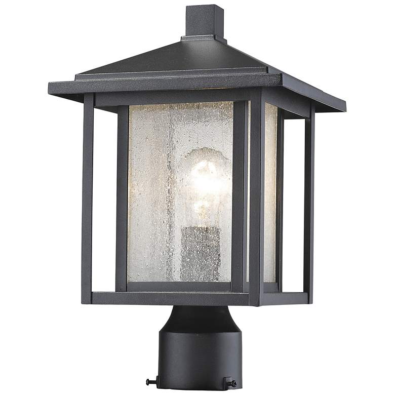 Image 1 Aspen 14 3/4" High Black Outdoor Lantern Post Light