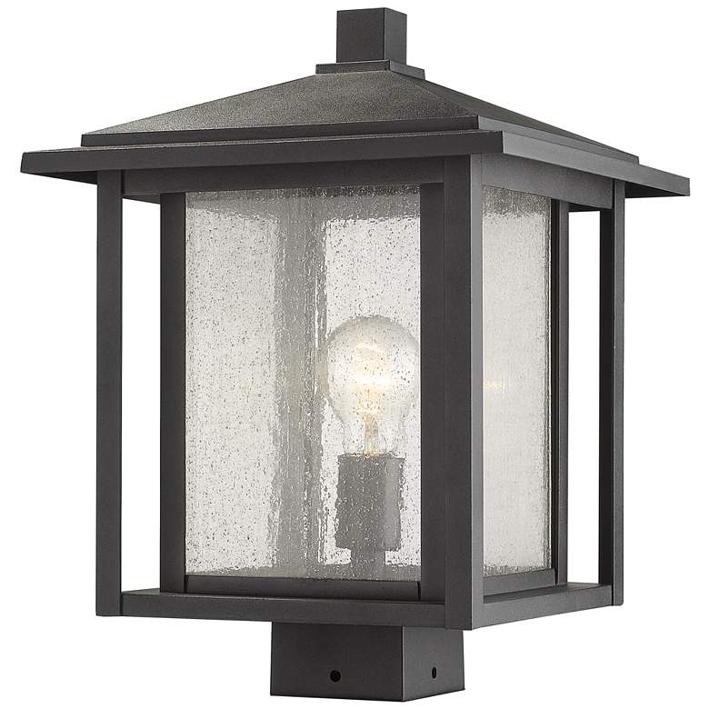 Image 1 Aspen 15" High Black Lantern Outdoor Post Light