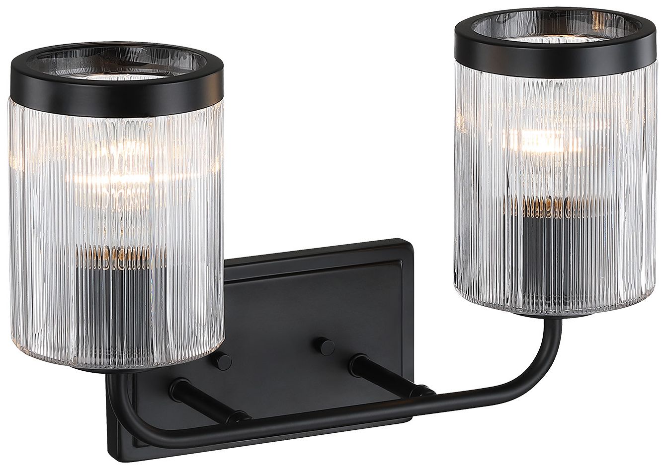 Aspen 16 in. 2-Light Matte Black Vanity Wall Light for Bathrooms