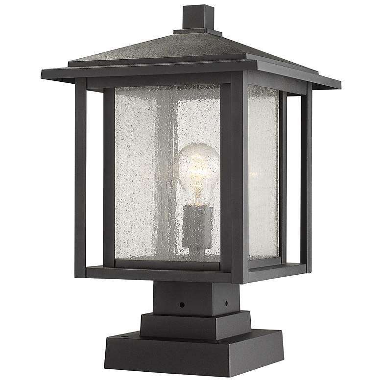 Image 1 Aspen 17 1/2" High Black Outdoor Lantern Pier Mount Light