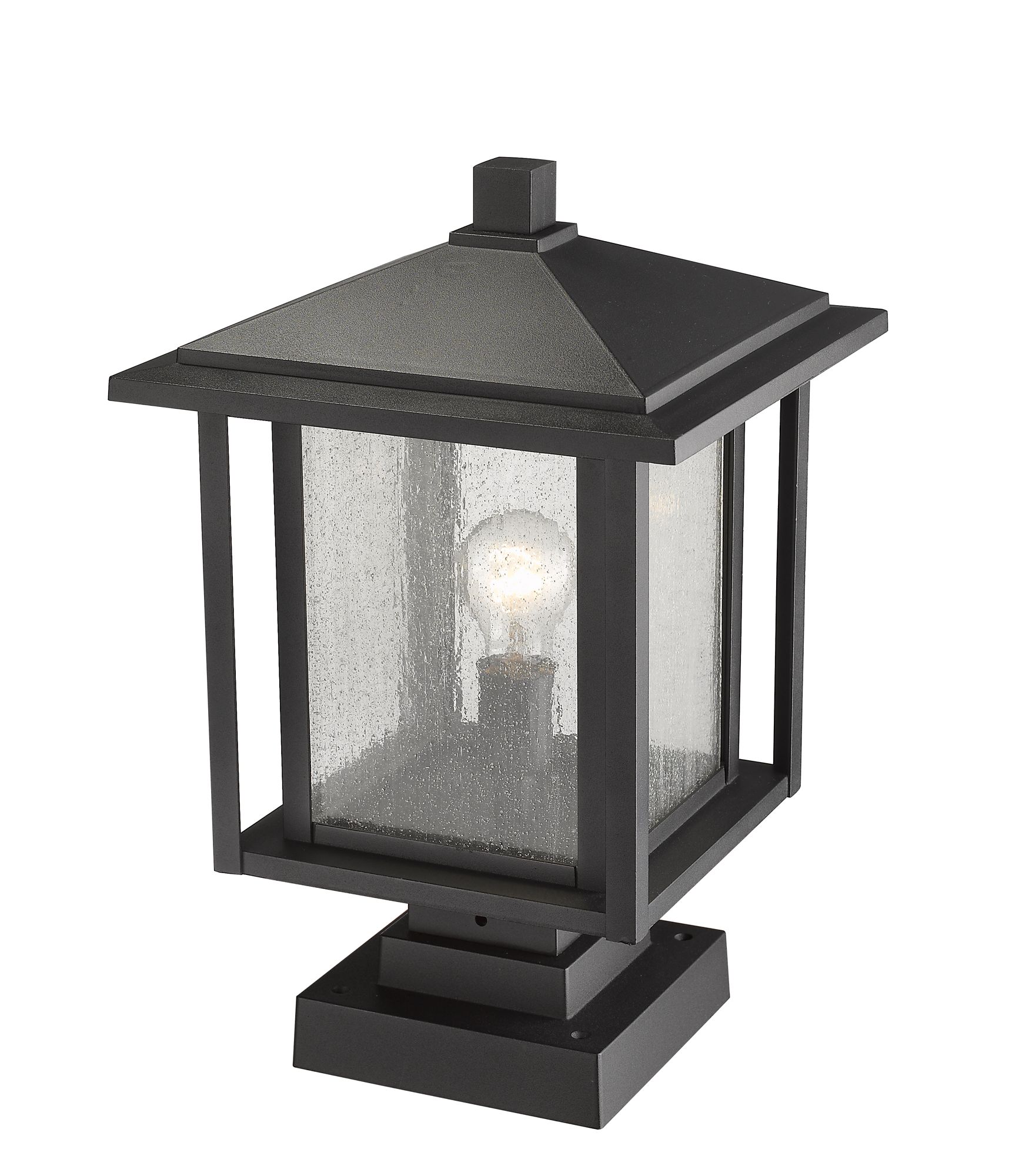 Image 3 Aspen 17 1/2" High Black Outdoor Lantern Pier Mount Light more views
