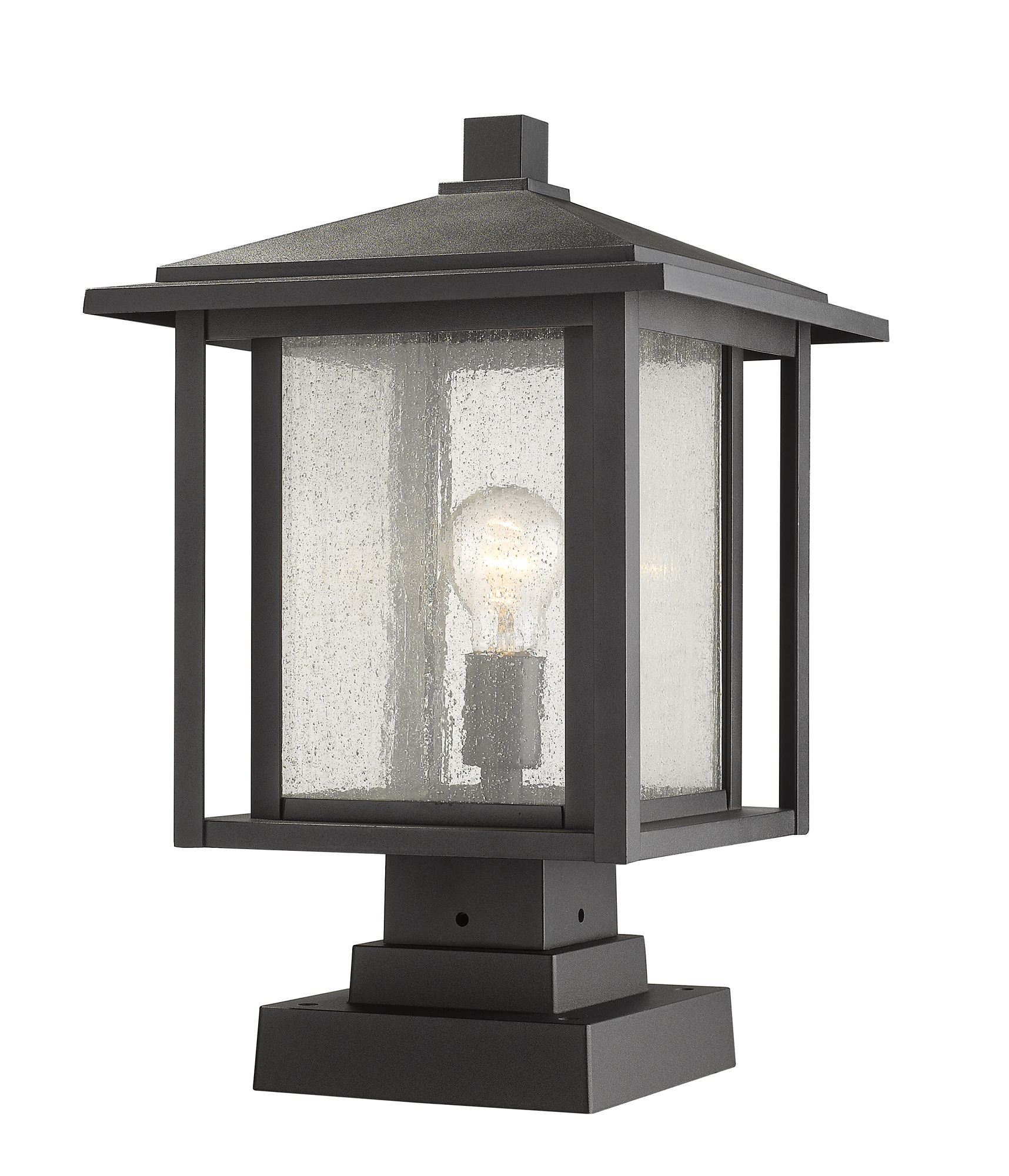 Image 4 Aspen 17 1/2" High Black Outdoor Lantern Pier Mount Light more views