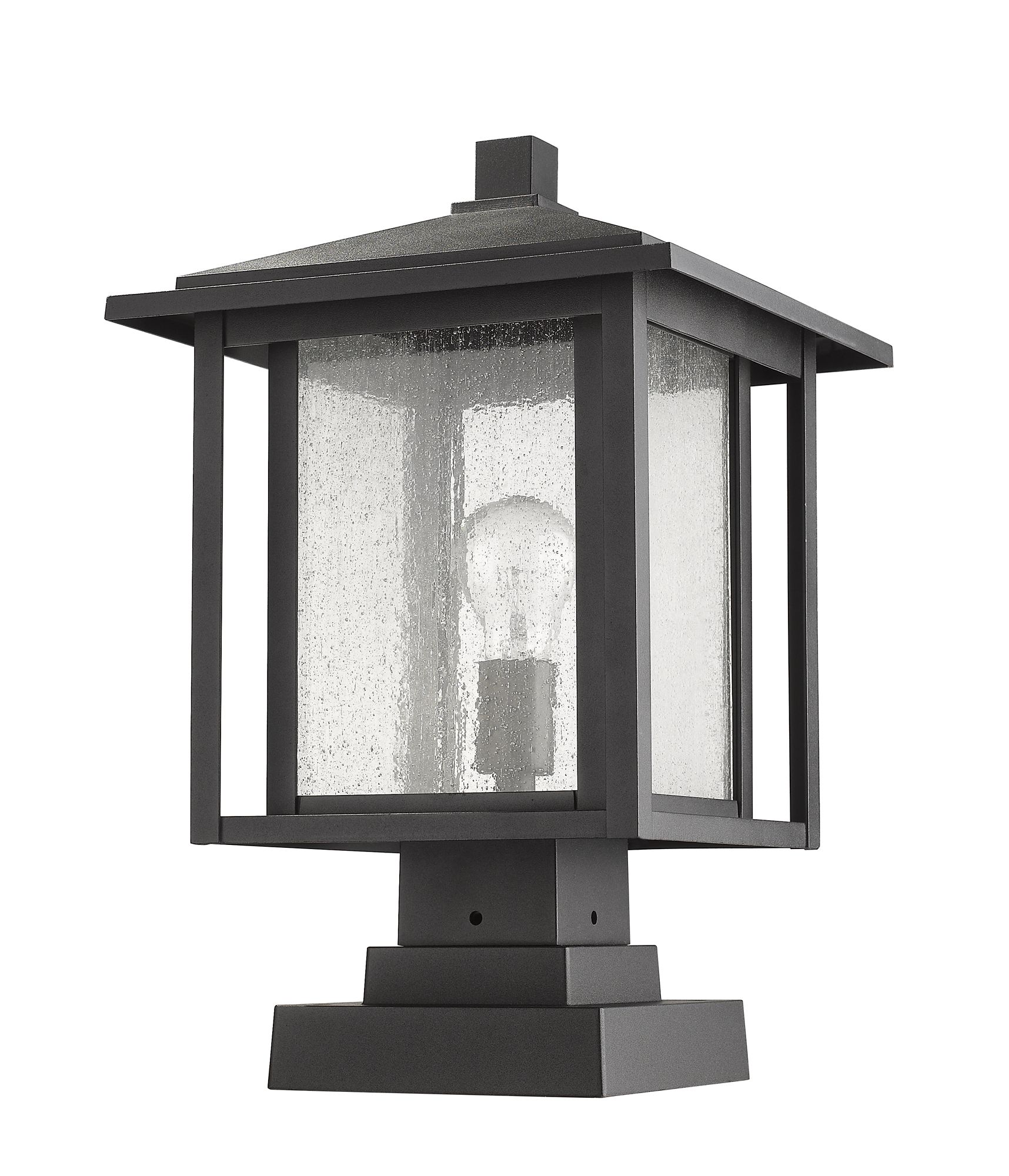 Image 5 Aspen 17 1/2" High Black Outdoor Lantern Pier Mount Light more views