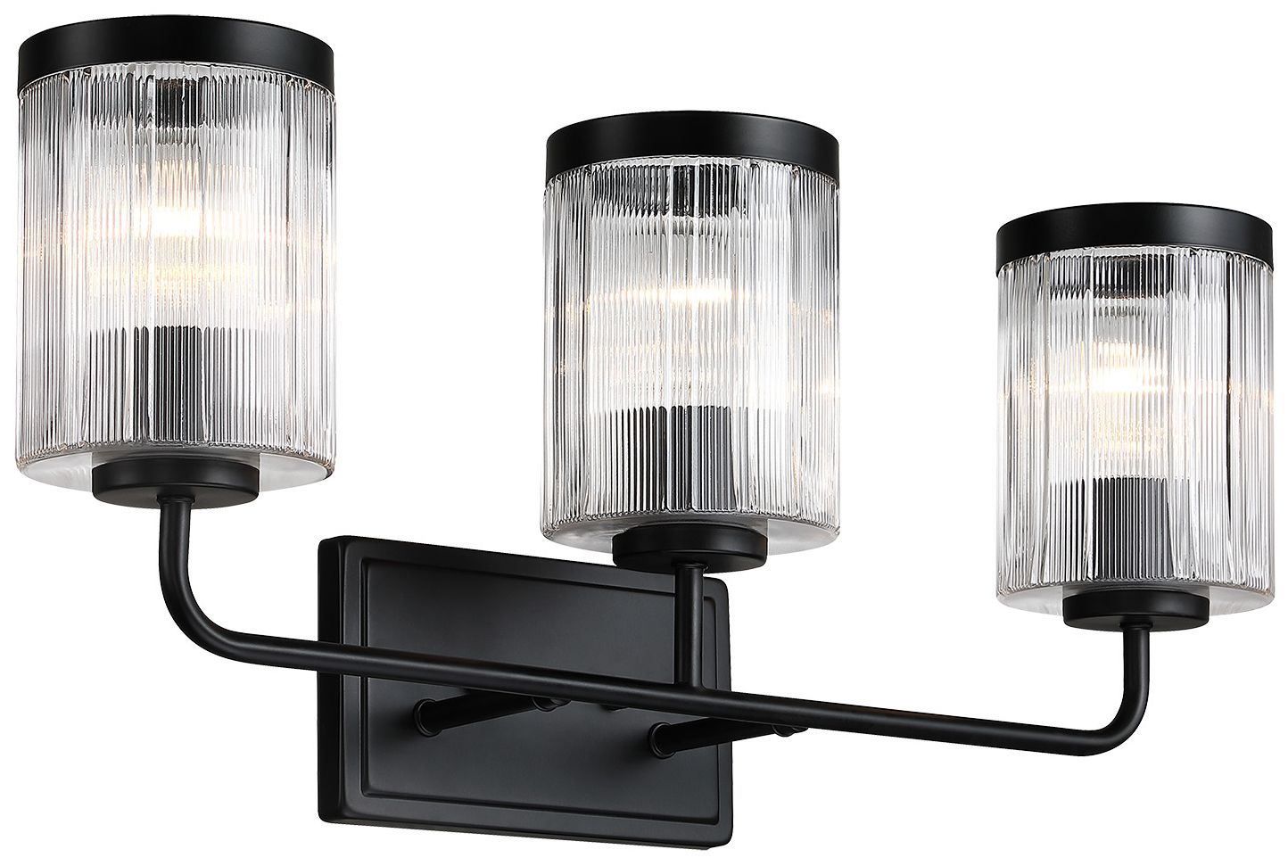 Image 7 Aspen 24 in. 3-Light Matte Black Vanity Wall Light for Bathrooms more views