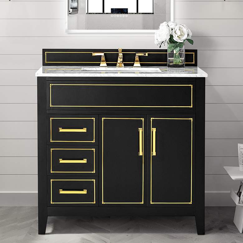 Image 2 Aspen 36" Wide Black Onyx 2-Door Single Sink Vanity