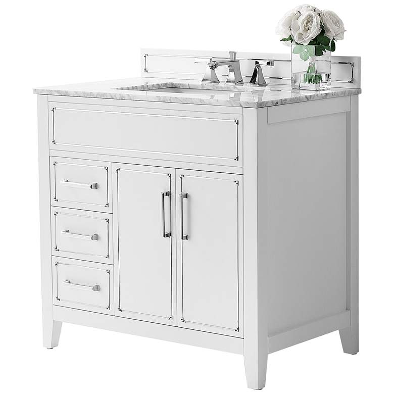 Image 3 Aspen 36 inch Wide White 2-Door Single Sink Vanity