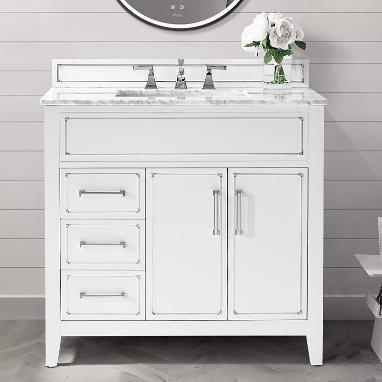 Image 1 Aspen 36 inch Wide White 2-Door Single Sink Vanity