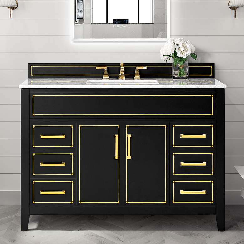 Image 1 Aspen 48" Wide Black Onyx 2-Door Single Sink Vanity