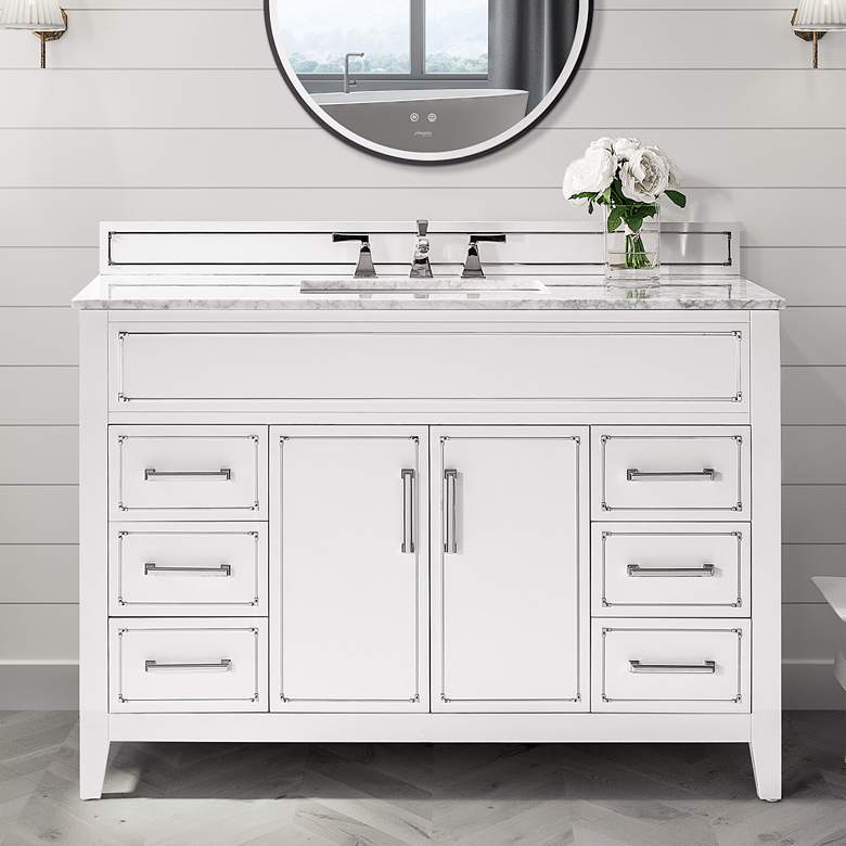 Image 1 Aspen 48" Wide White 2-Door Single Sink Vanity