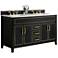 Aspen 60" Wide Black Onyx 4-Door Double Sink Vanity