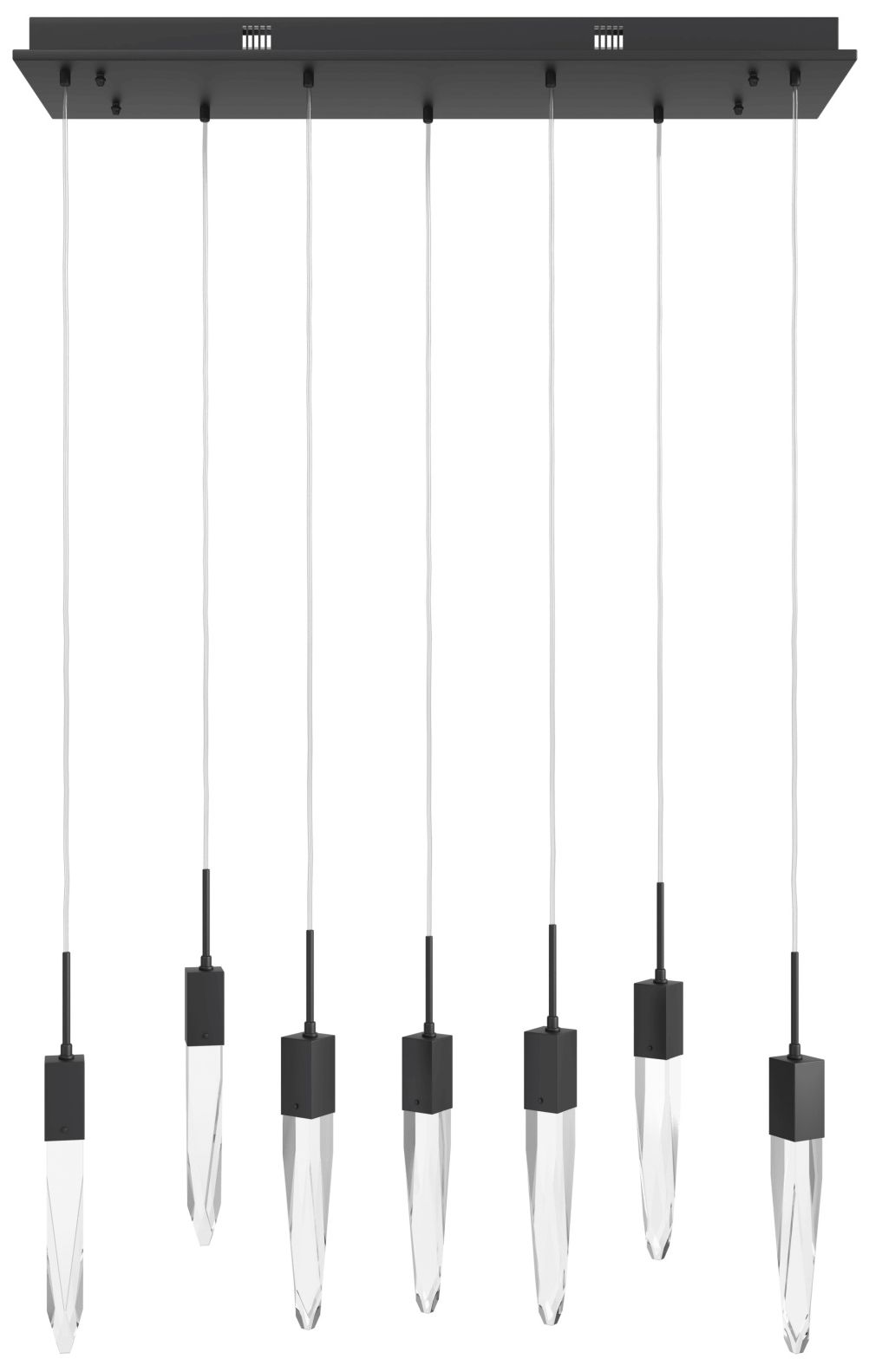 Aspen 7-Light 47"W LED Chandelier in Black/Clear Crystals
