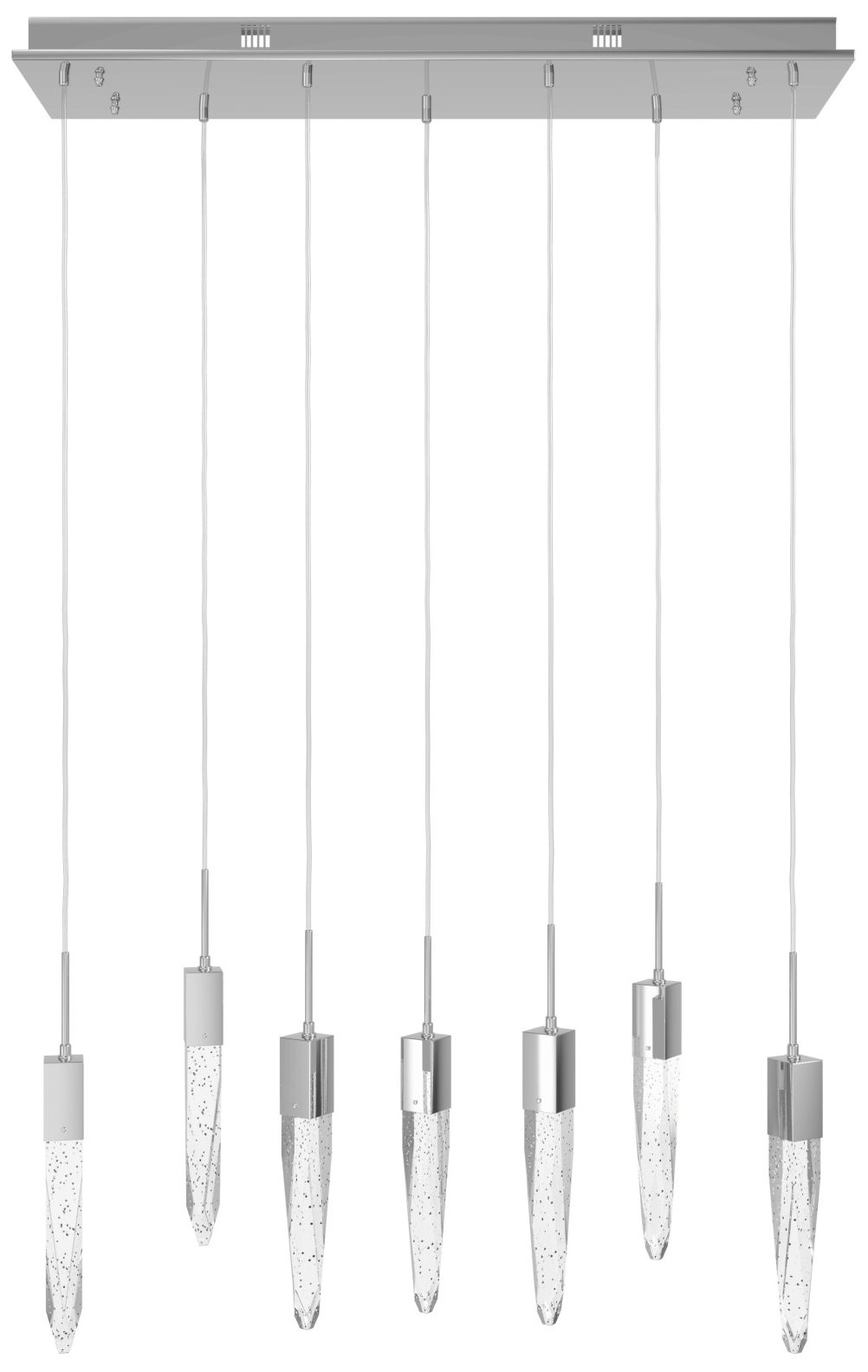 Aspen 7-Light 47"W LED Chandelier in Chrome/Bubbled Crystals