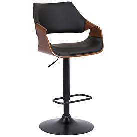 Image1 of Aspen Adjustable Swivel Barstool in Black Powder Coated, Black Faux Leather