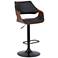 Aspen Adjustable Swivel Barstool in Black Powder Coated, Black Faux Leather