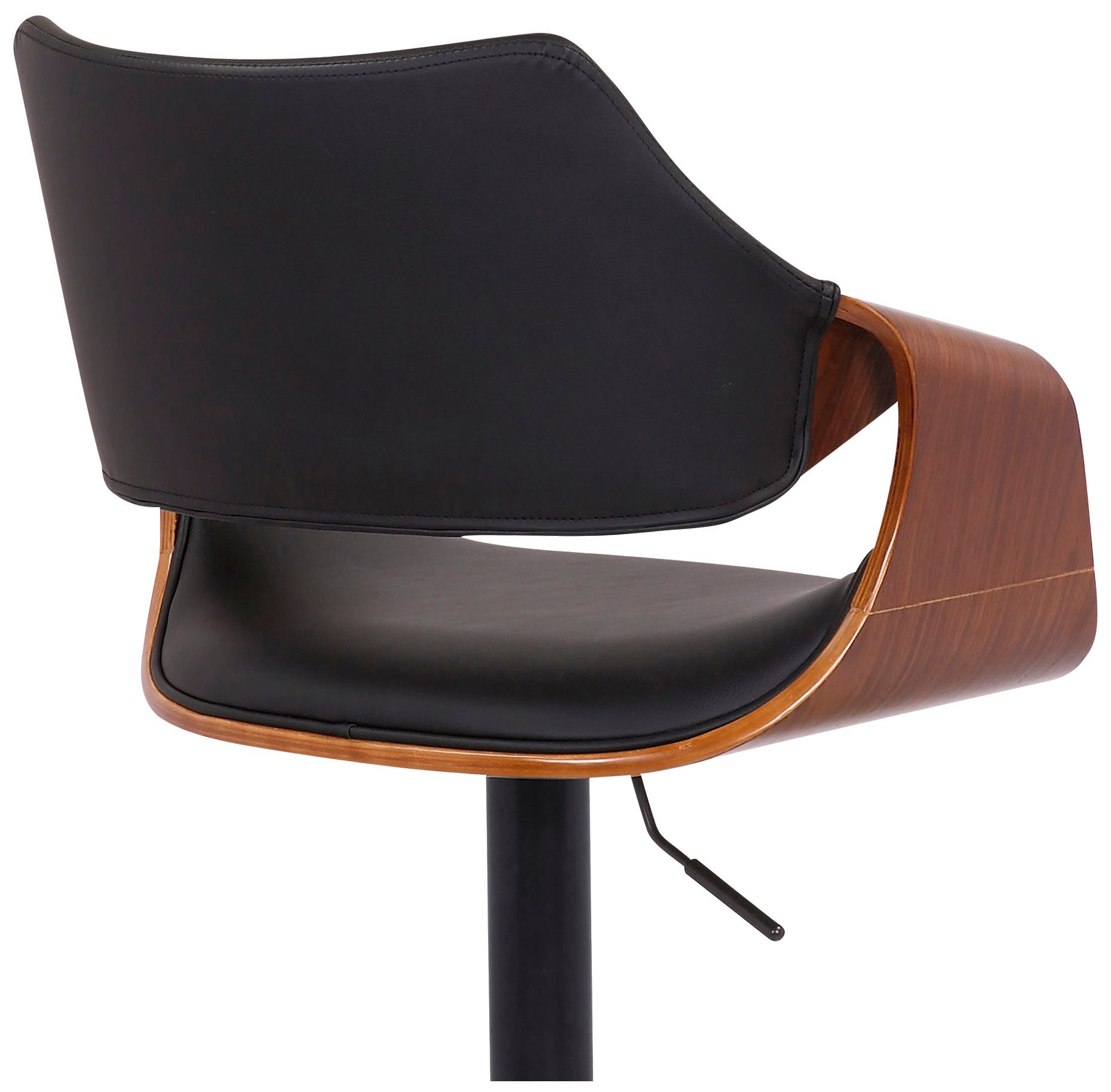 Image 4 Aspen Adjustable Swivel Barstool in Black Powder Coated, Black Faux Leather more views