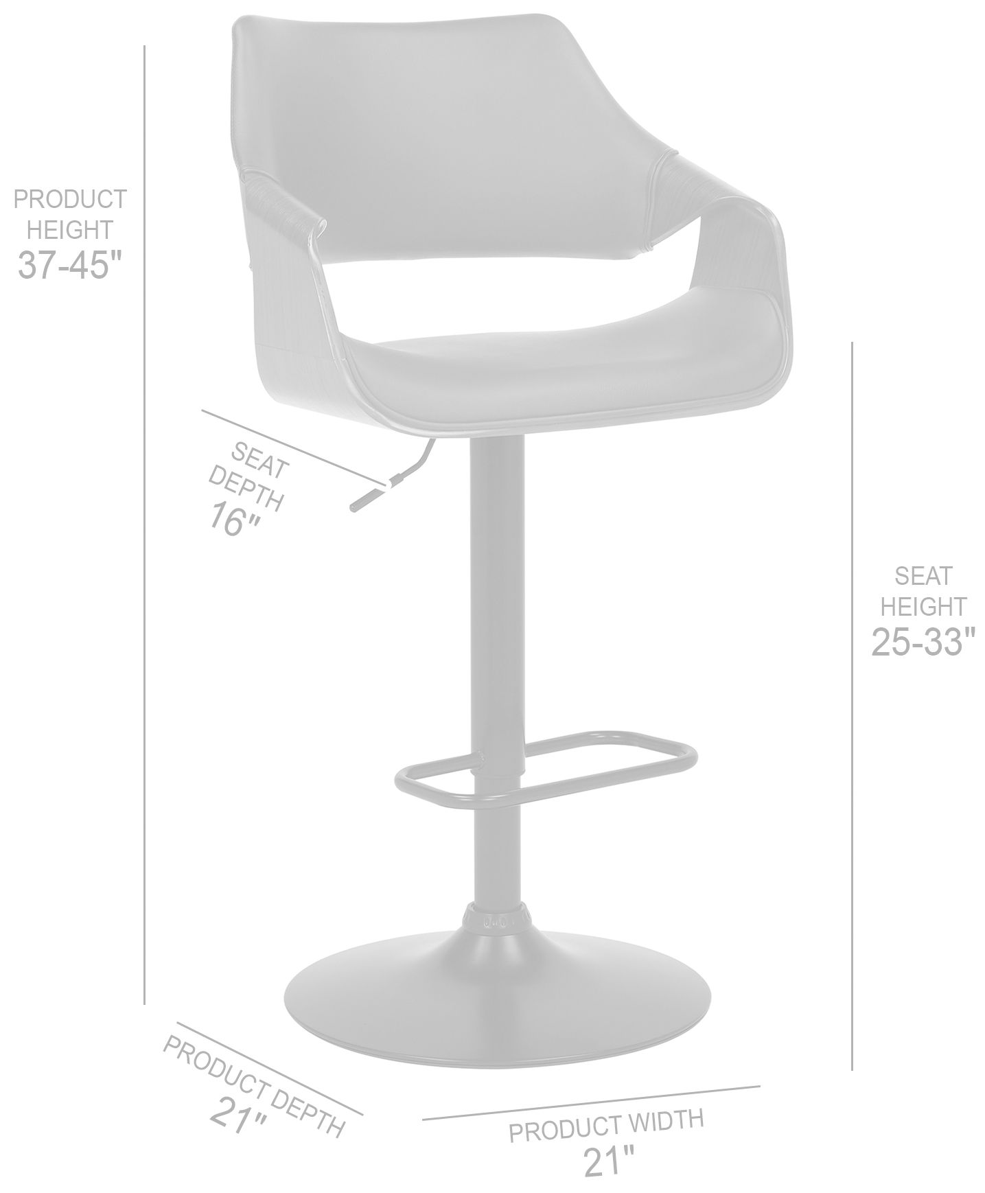 Image 5 Aspen Adjustable Swivel Barstool in Black Powder Coated, Black Faux Leather more views