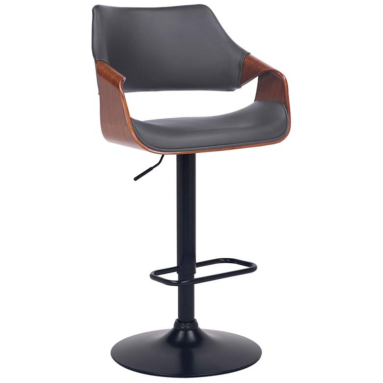 Image 2 Aspen Adjustable Swivel Barstool in Black Powder Coated, Gray Faux Leather