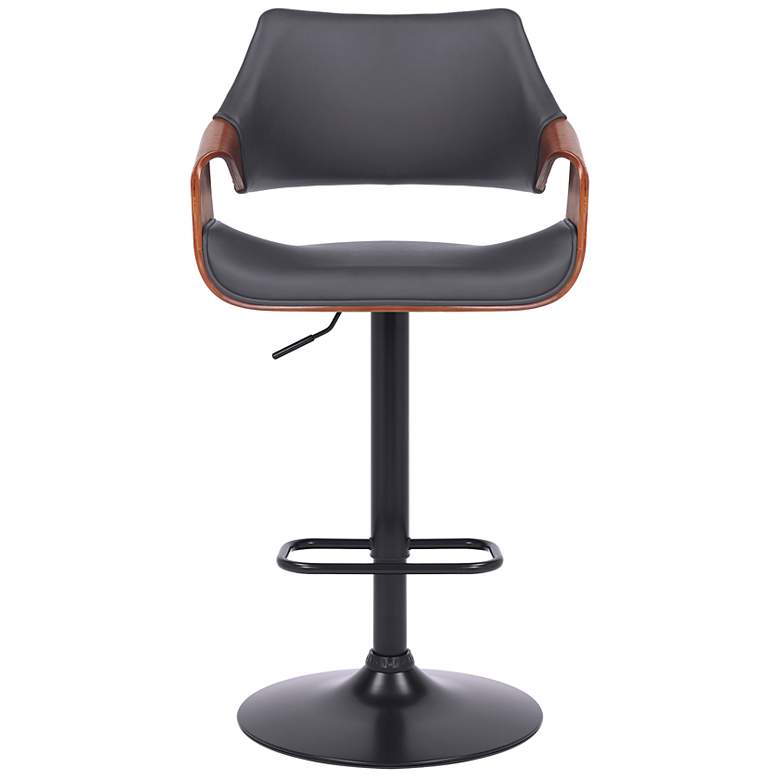 Image 3 Aspen Adjustable Swivel Barstool in Black Powder Coated, Gray Faux Leather more views