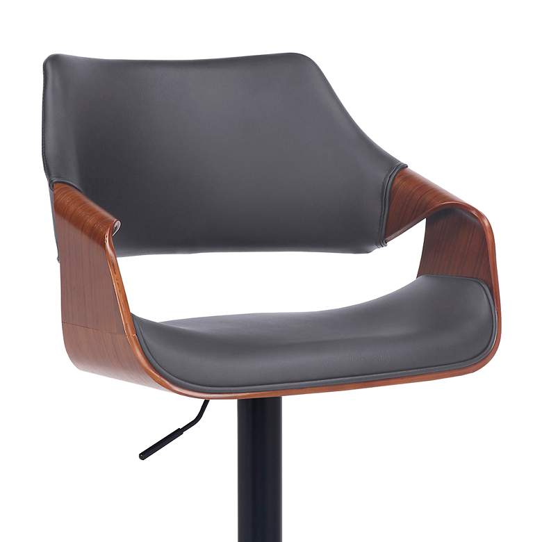 Image 7 Aspen Adjustable Swivel Barstool in Black Powder Coated, Gray Faux Leather more views