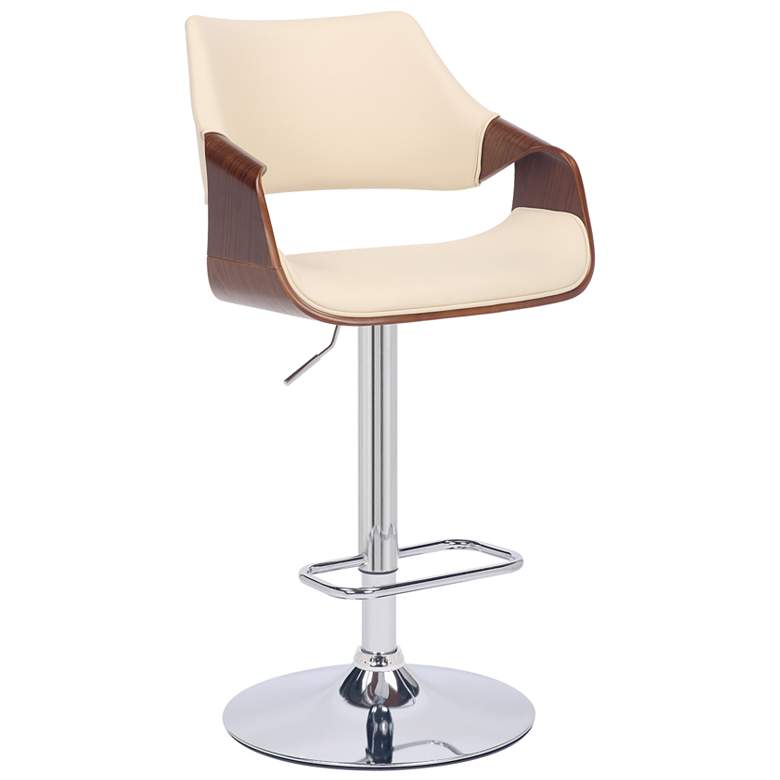Image 1 Aspen Adjustable Swivel Barstool in Chrome Finish with Cream Faux Leather