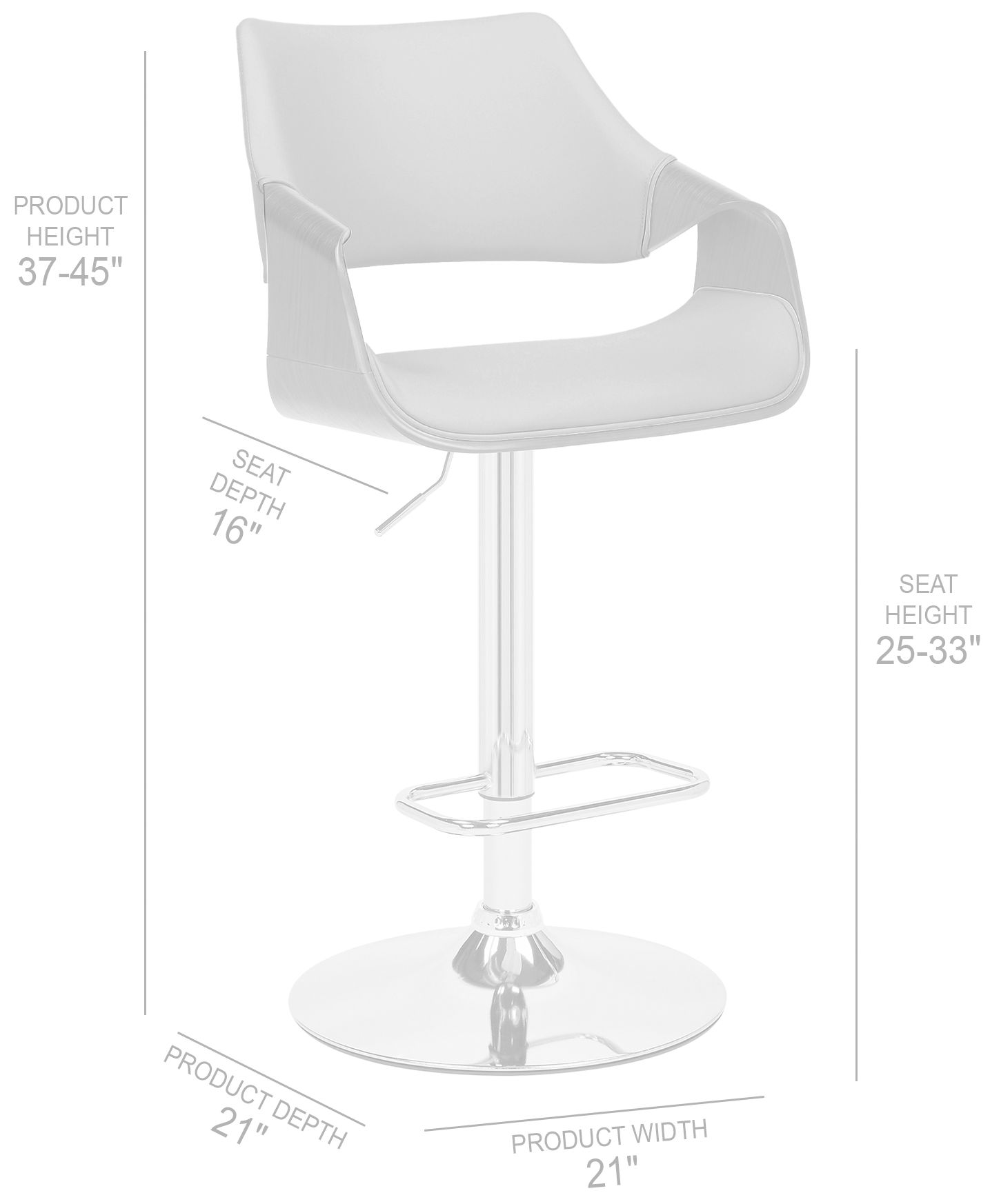 Aspen Adjustable Swivel Barstool in Chrome Finish with Cream Faux Leather
