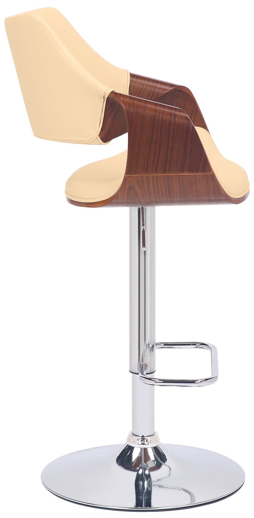 Aspen Adjustable Swivel Barstool in Chrome Finish with Cream Faux Leather