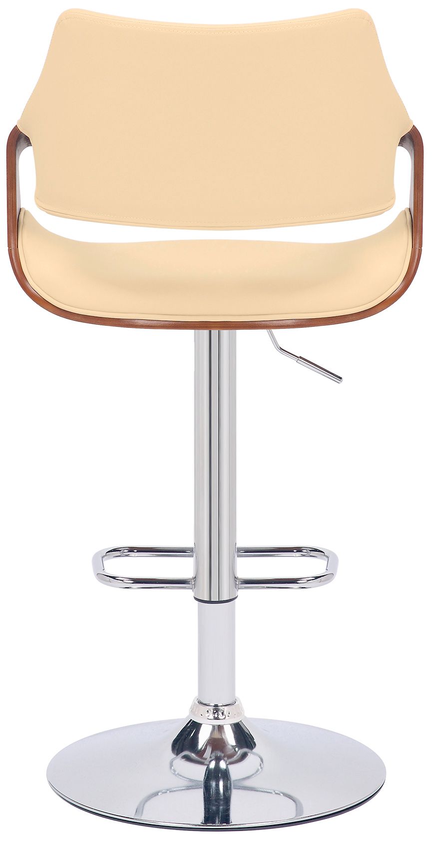 Aspen Adjustable Swivel Barstool in Chrome Finish with Cream Faux Leather