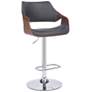 Aspen Adjustable Swivel Barstool in Chrome Finish with Gray Faux Leather