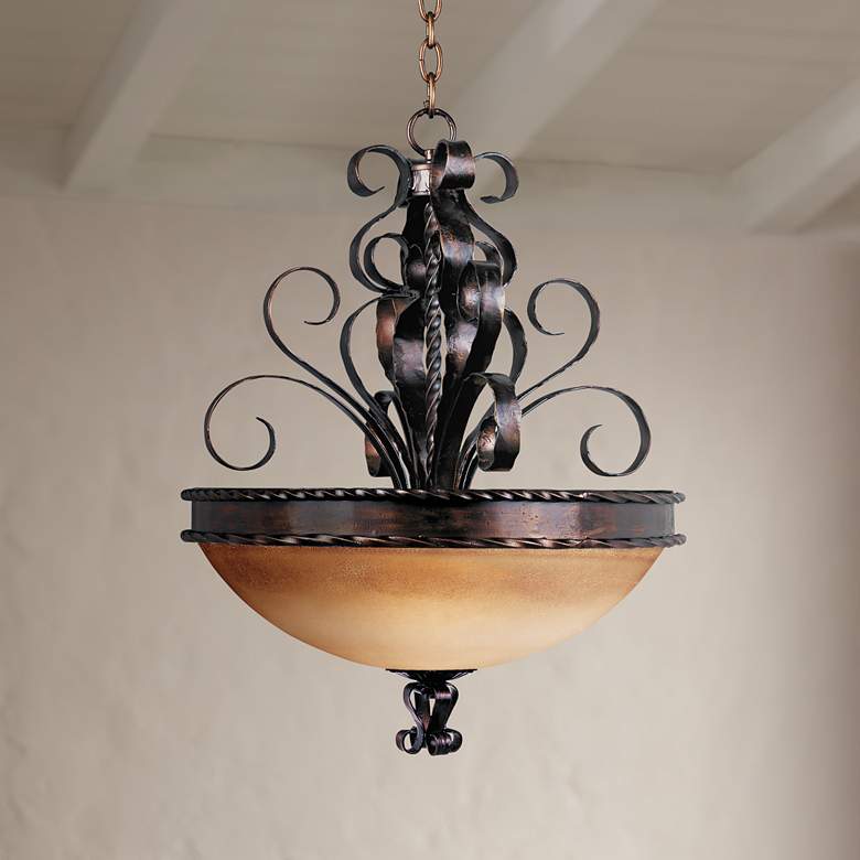 Image 1 Aspen Collection 24 inch Wide Pendant Bowl Chandelier