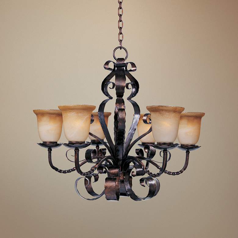 Image 1 Aspen Collection 30 inch Wide 6-Light Single Tiered Chandelier