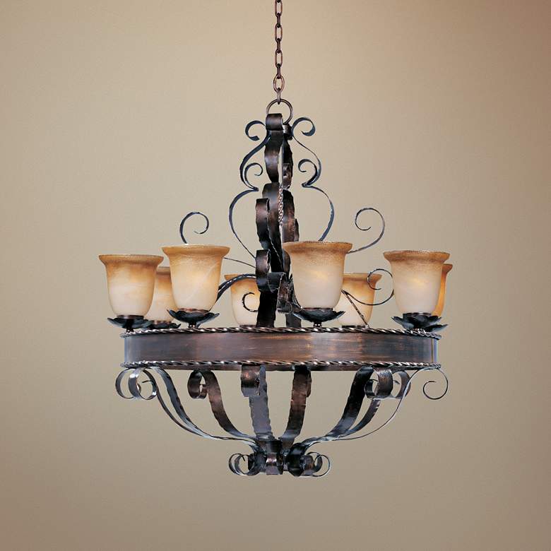 Image 1 Aspen Collection 35 inch Wide Eight Light Traditional Chandelier