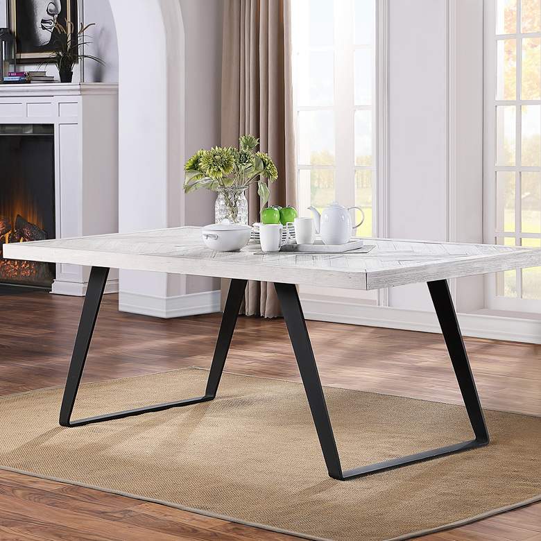 Image 1 Aspen Court II 80" Wide Herringbone White Rub Dining Table