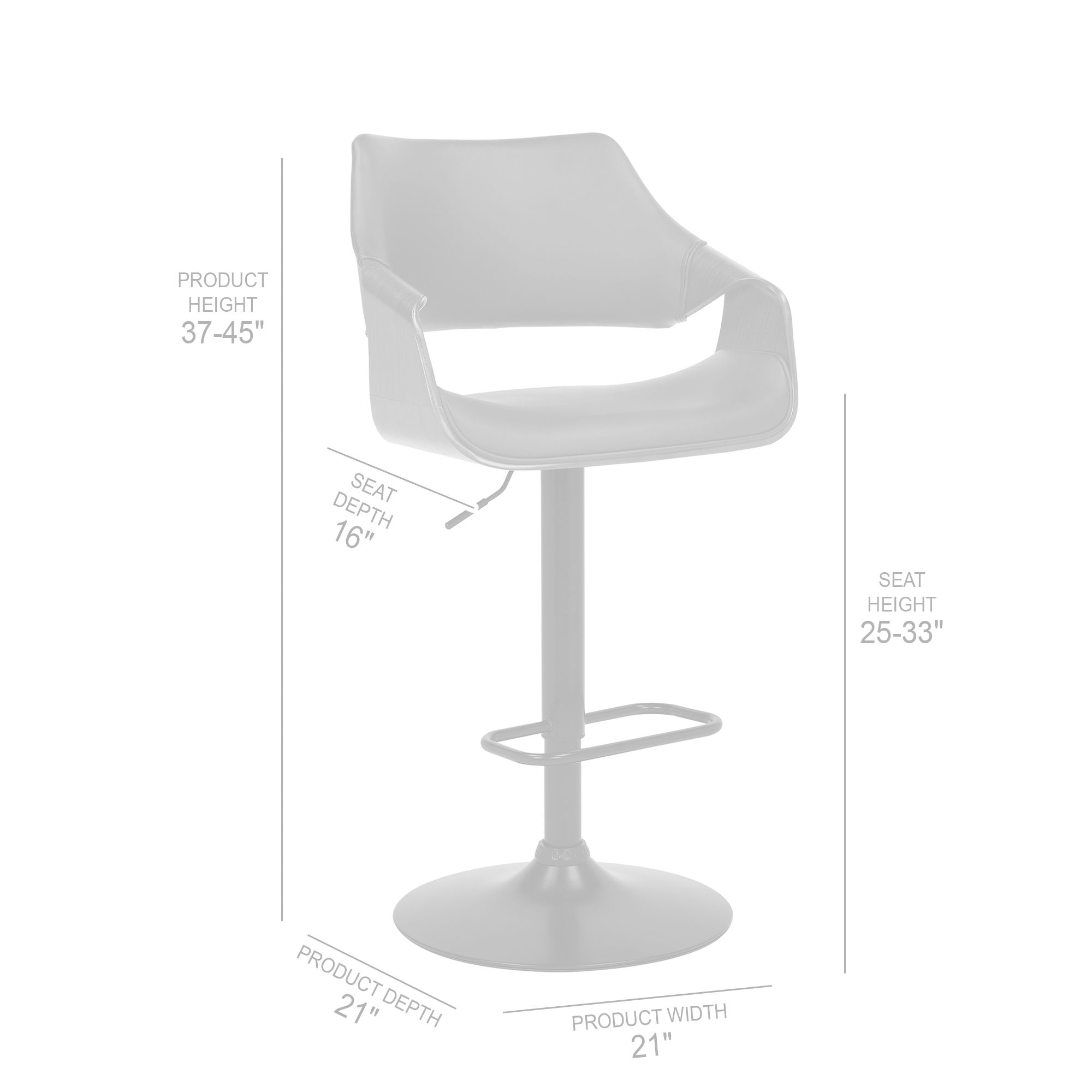 Aspen Gray Faux Leather Adjustable Swivel Bar Stool