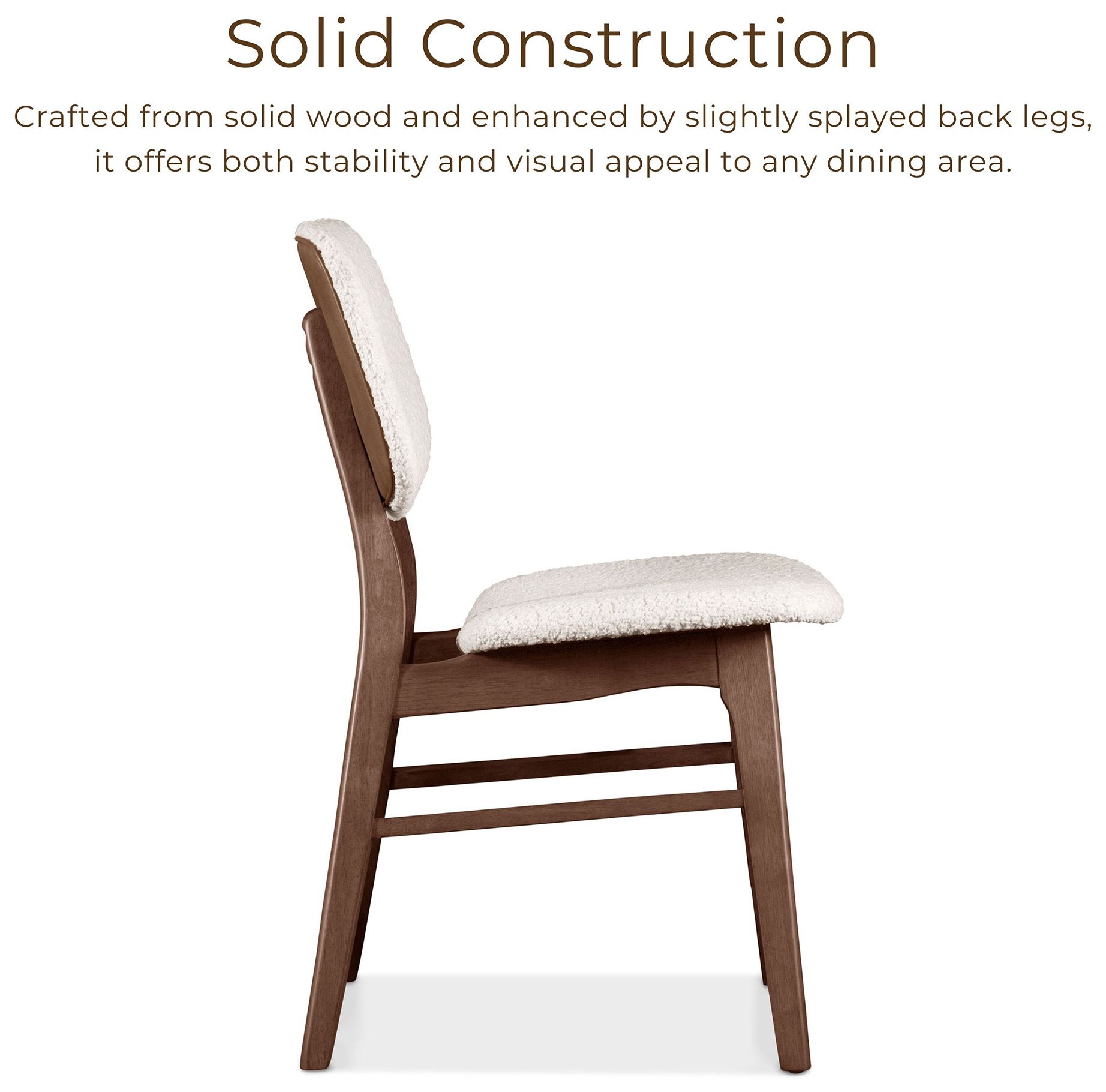 Aspen Grove Mid Century Walnut Boucle Padded Dining Chair Set of 2