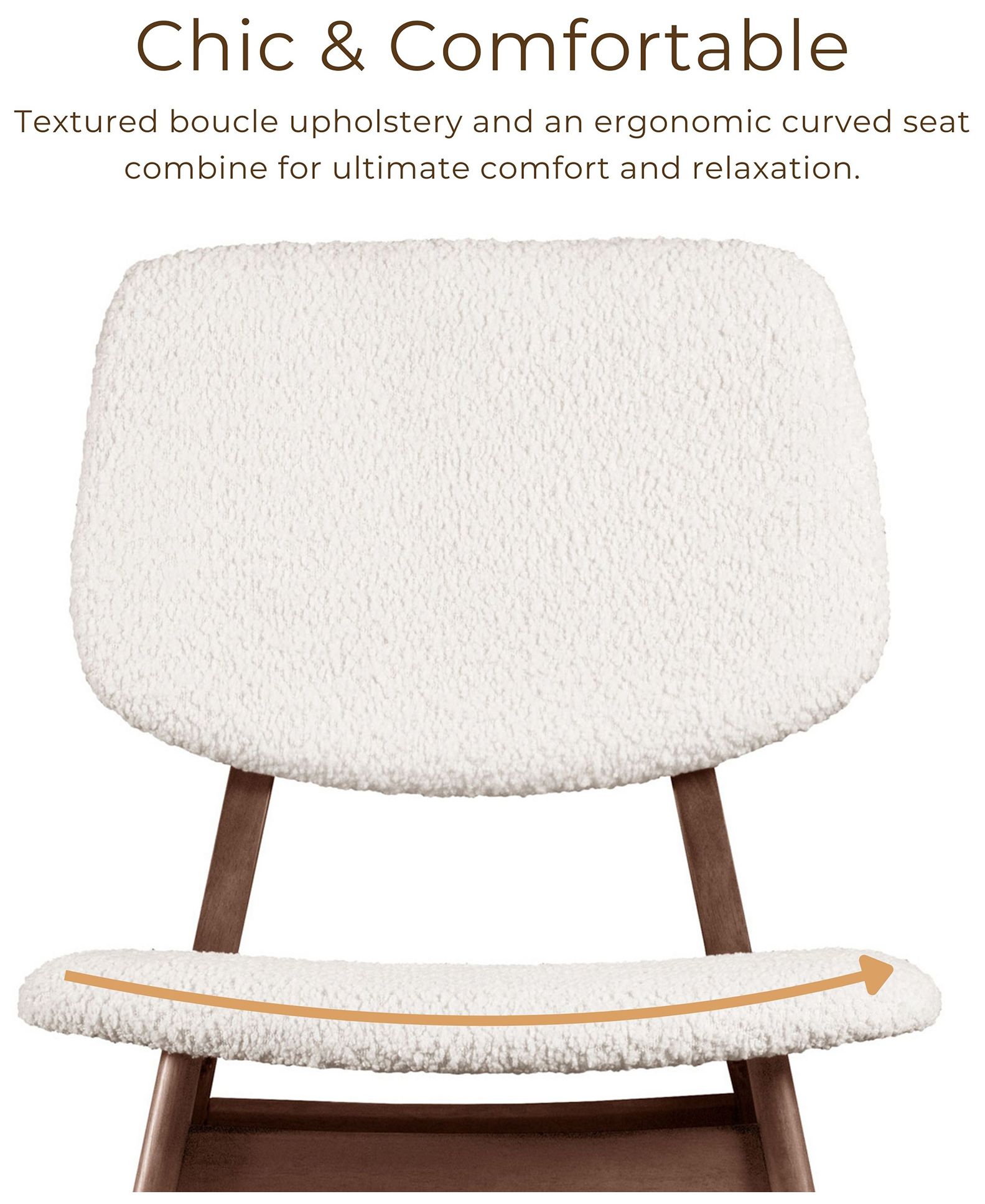 Aspen Grove Mid Century Walnut Boucle Padded Dining Chair Set of 2