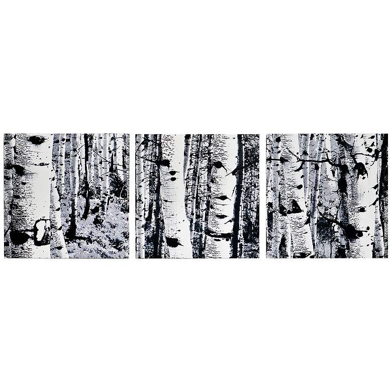 Image 1 Aspen Triptych 38" Wide Black and White Trees Wall Art