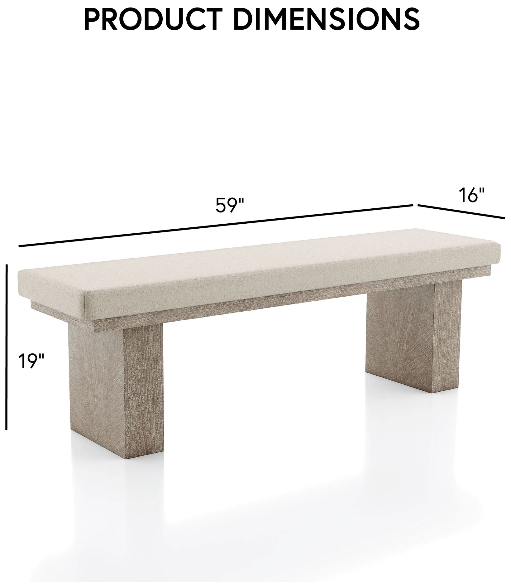 Asper 59" Natural Cushioned  Dining Bench