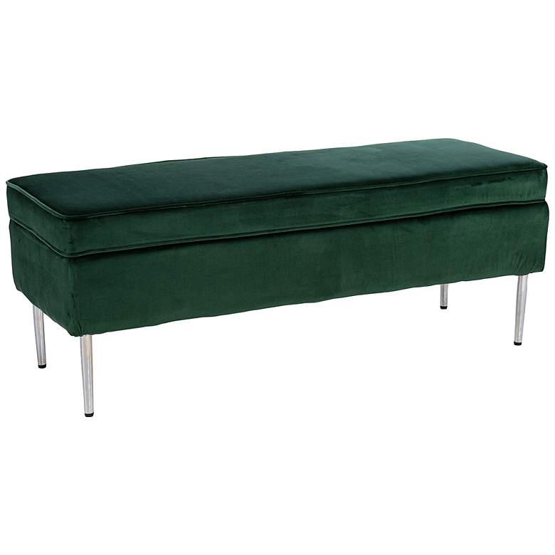 Image 2 Aspley Green Velvet Storage Bench