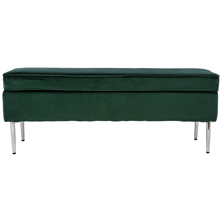 Image 5 Aspley Green Velvet Storage Bench more views