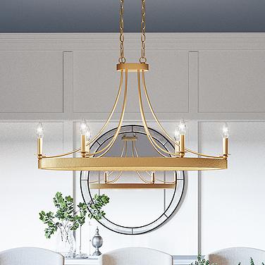 Aspyn 42" Wide Light Gold 6-Light Island Chandelier